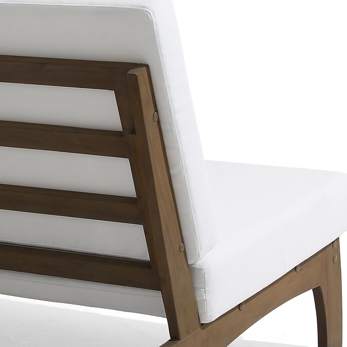 Outdoor Furniture Patio Couch, Weather Resistant Patio Loveseat Sofa Couch with Removable Cushion, Teak Wood Frame for Porch & Backyard Seating - Beige