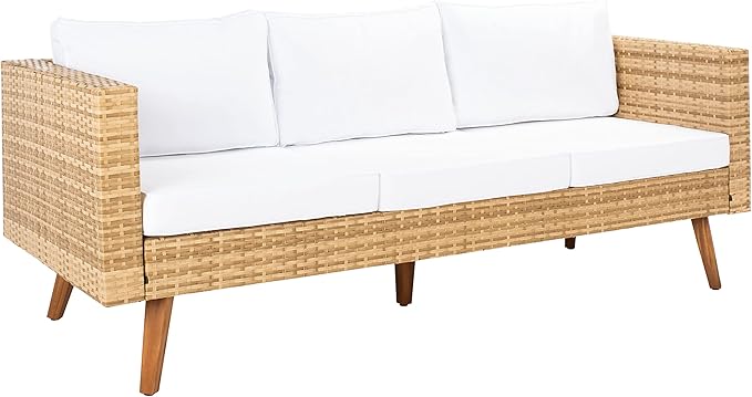 SAFAVIEH Outdoor Collection Presla Natural/White 6-Piece Patio Living Set PAT7715D-3BX