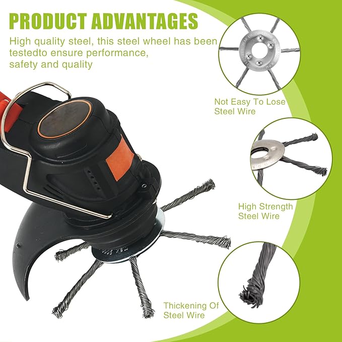 7" Inch Gas Trimmer Head – Universal Steel Wire Weed Eater Brush Cutter Trimmer Head for Lawn Mowers, Heavy-Duty Replacement Fits Stihl, Husqvarna, Echo with Install Kit
