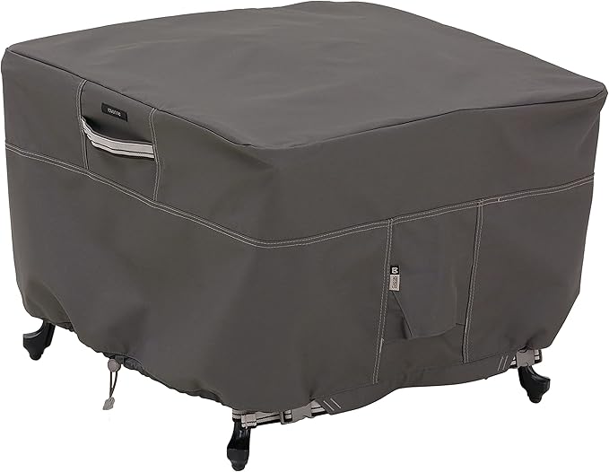 Classic Accessories Ravenna Water-Resistant 26 Inch Square Patio Ottoman/Table Cover, Outdoor Table Cover
