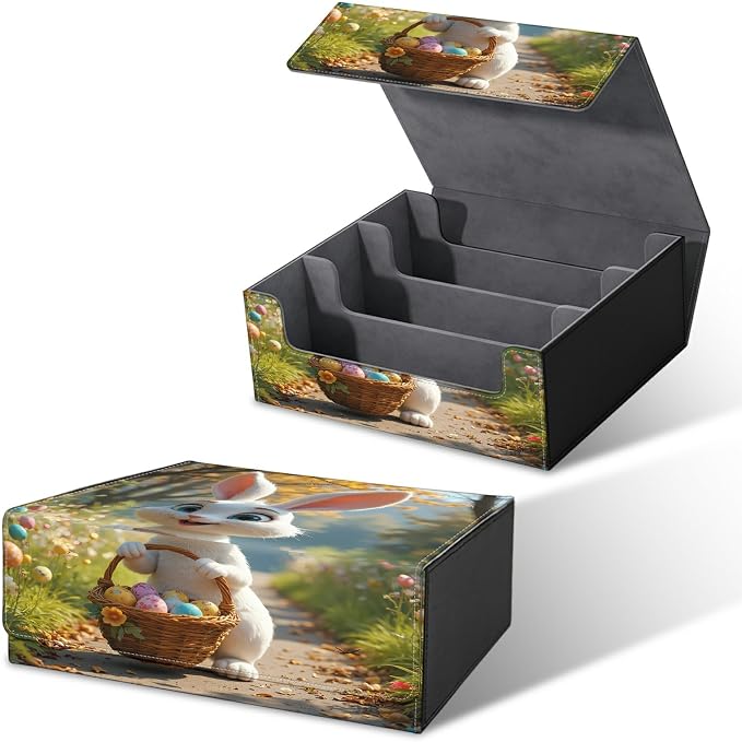 Large Card Deck Box for MTG, Fits 1200+ Sleeved Cards, PU Leather Storage Case with Strong Magnetic Closure, Multiple Colors for TCG CCG Baseball Card Collections, Bunter Osterhase
