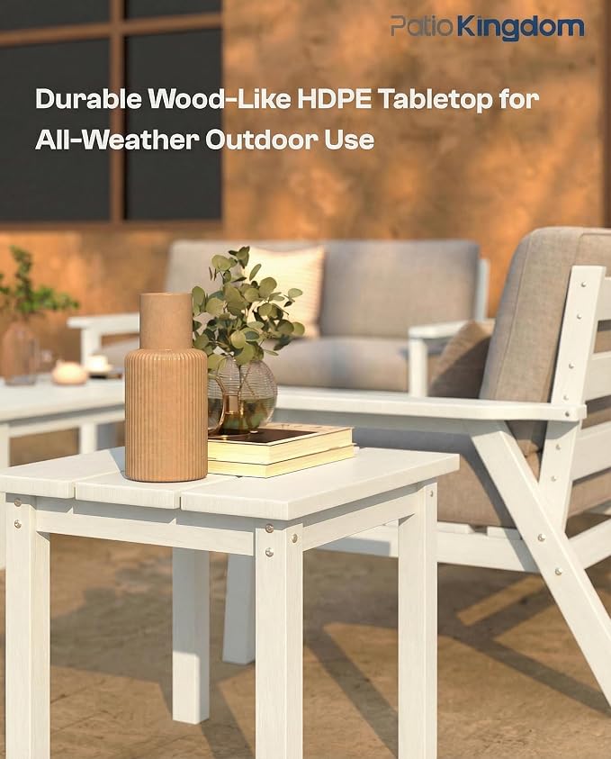 7 Piece Patio Conversation Sets, Outdoor Couch with Washable Thick Gray Cushions, HDPE Patio Furniture Set with 12FT Umbrella, Outdoor Sectional Furniture for Backyard (White Frame)