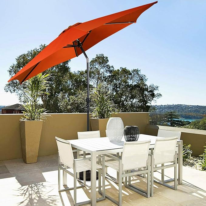 Giantex 9ft Patio Umbrella Outdoor, Market Table Umbrella w/Push Button Tilt and Crank, 180G Polyester Fabric and Sturdy Ribs, Sun Canopy Umbrellas for Patio Garden Beach Deck Pool