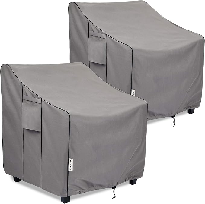 Outdoor Chair Covers Waterproof 2 Pack, Heavy Duty 600D Oxford Fabric with UV Protection, Adjustable Straps & Air Vents, Fits 35"W x 38"D x 31"H Inches Patio Armchairs, Garden Furniture