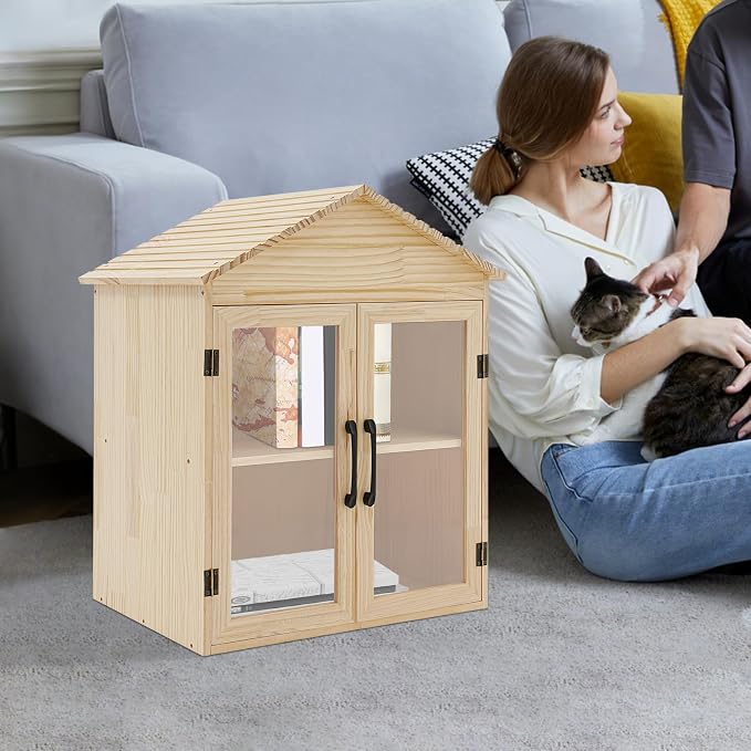 Outdoor Library Outdoor Book Box Storage Small Wooden Cabinet Little Literature Box for Neighborhoods Community and Schools Sharing Books, Newspapers and Art (2 Tiers, 19.6 x 14.2 x 25.2in)