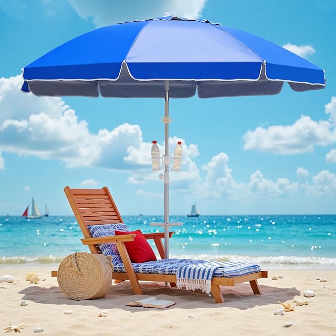 Northroad 8ft Large Beach Umbrella w/Sand Anchor Vent Tilt, Heavy Duty High Wind Patio Umbrellas w/Carry Bag,UV 50+ Sun Protection Portable Sunshade Umbrellas for Garden Pool Backyard