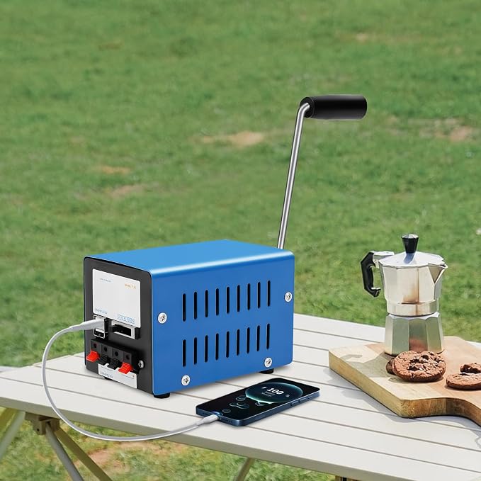 Portable Hand Crank Generator, Manual Emergency Power Generator with USB Output, Compact Lightweight Manual Crank Power Supply for Camping, Hiking, Home Backup, Outdoor Adventures