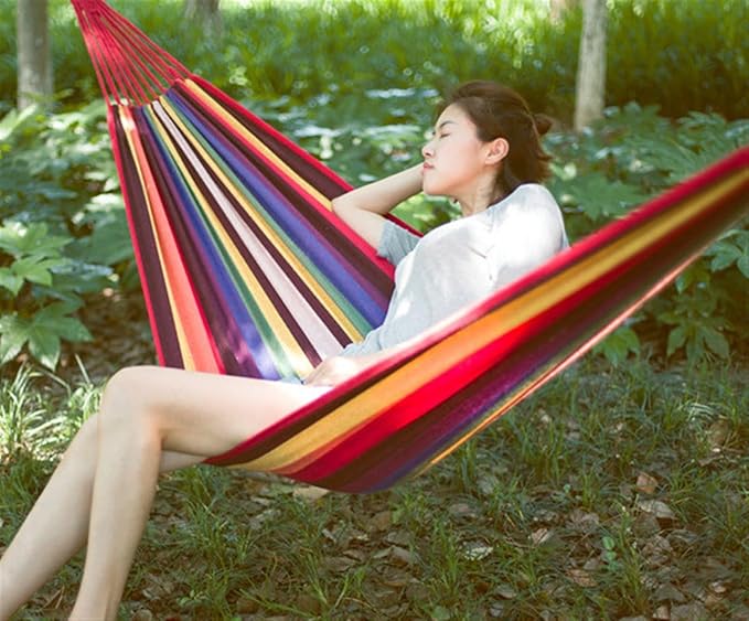 Hangmat 2 Person Hammock Colorful Rainbow Double 150x200 Cm Hammock Swing Hanging Hammock Swings Decor Buiten Hammock(D)