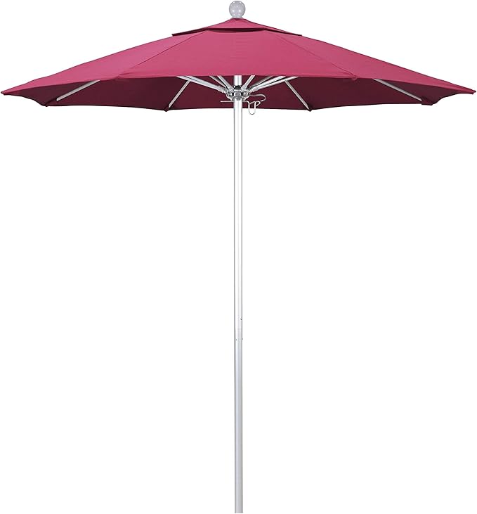 California Umbrella 7.5' Rd. Venture Series Contract Grade Patio Umbrella, Push Open Pin Stop, Silver Finish, Sunbrella Spectrum Cilantro