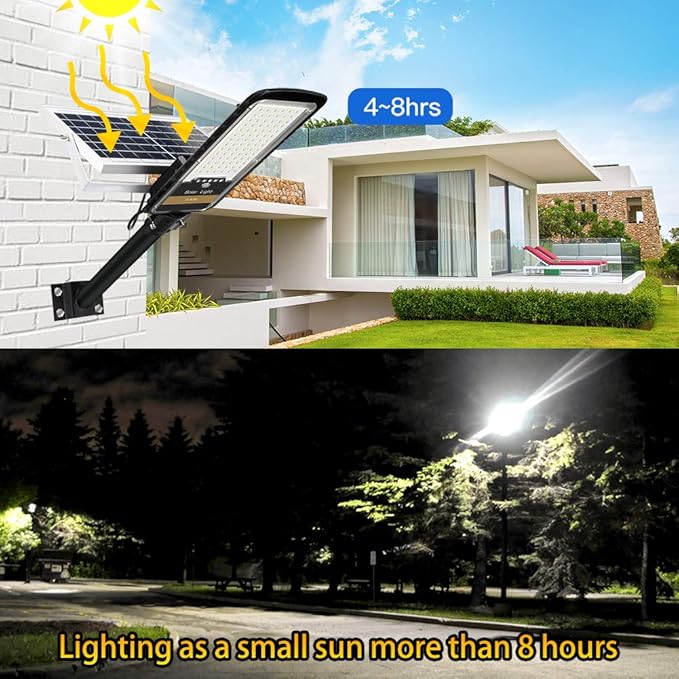 RuoKid Solar Street Lights Outdoor Lamp, 16000lm IP67 Waterproof Light with Anti Broken Remote Control Mounting Bracket, Dusk to Dawn Security Led Flood Light for Yard, Garden, etc.