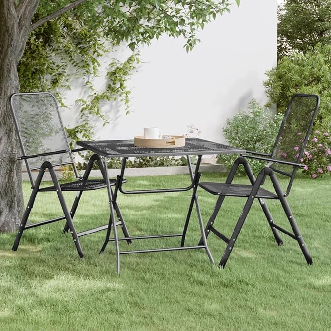 vidaXL Patio Table Patio Side Table Outdoor Coffee End Table for Patio Yard Balcony Garden 31.5"x31.5"x28.3" Expanded Metal Mesh Anthracite