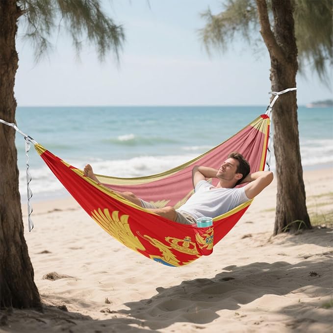 National Flag of Montenegro Hammocks with Portabl Carry Bag Backyard Hammock for Indoor Outdoor Patio
