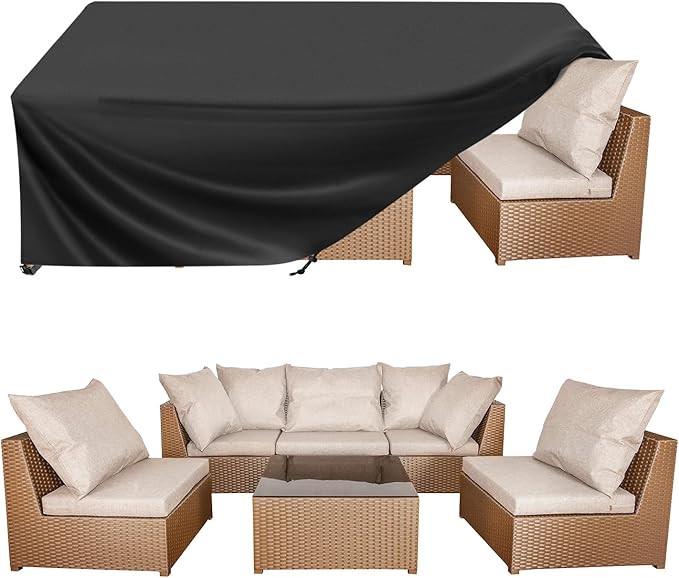 BALEINE Patio Furniture Covers, Outdoor Furniture Covers Waterproof, Heavy Duty Oxford Patio Table Cover for Outdoor Table, Chair, Sofa, Desk (Black, 98"L x 78"W x 28"H)