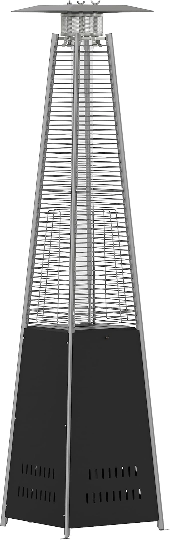 Flash Furniture Outdoor Patio Heater with Wheels - Black - 42,000 BTU - 7.5 Feet Tall - Stainless Steel - For Residential and Commercial Use