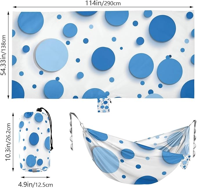 Irregular Blue Dots 330lb Capacity Hammocks for Camping Fabric Hammock for Outside Patio Backyard Poolside Base para hamaca