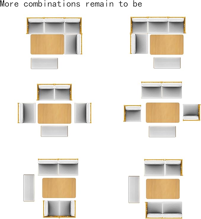5 Pieces Wood Patio Furniture Set, Wood Outdoor Conversation Set with Bench, Loveseat, 2 Armchairs & Table, Natural+White