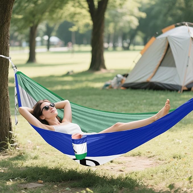 National Flag of Lesotho Hammocks with Portabl Carry Bag Backyard Hammock for Indoor Outdoor Patio
