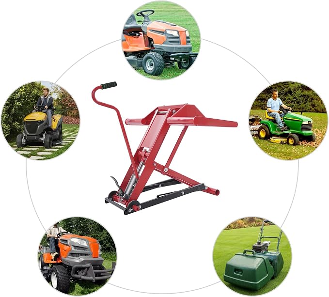 350LBS Hydraulic Lawn Mower Lift,Adjustable Wheel Span (22.44-48.11in) Zero Turn/Riding Mower Jack, Heavy Duty Q235 Steel Lawn Mower Lift Jack for Lawn Mowers Repair