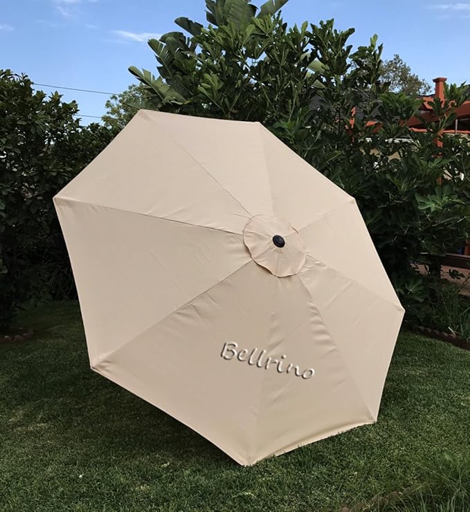 BELLRINO DECOR Replacement TAUPE " STRONG AND THICK " Umbrella Canopy for 9ft 8 Ribs TAUPE (Canopy Only) (BEIGE-98)