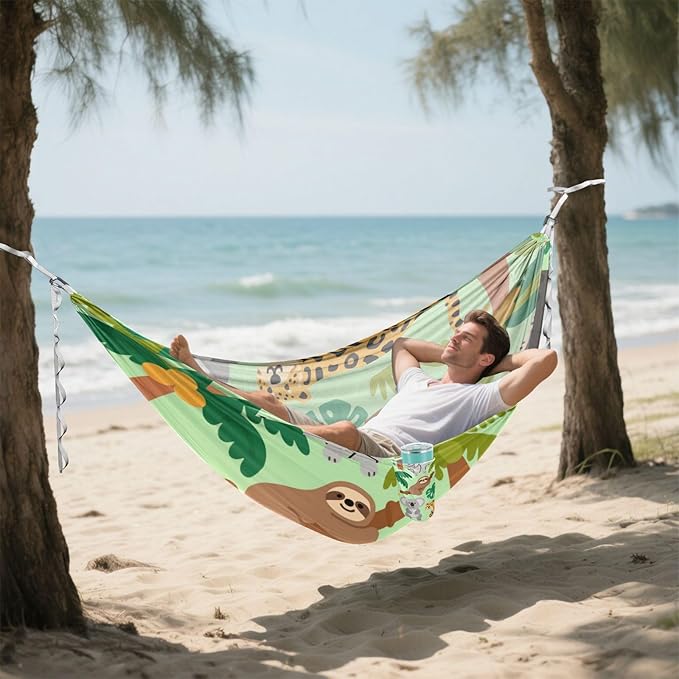Green Safari Animal Tree 330lb Capacity Camping Hammocks with Portabl Carry Bag Rope Hammock for Patio Backyard Lounge Base Bases para hamacas para adultos