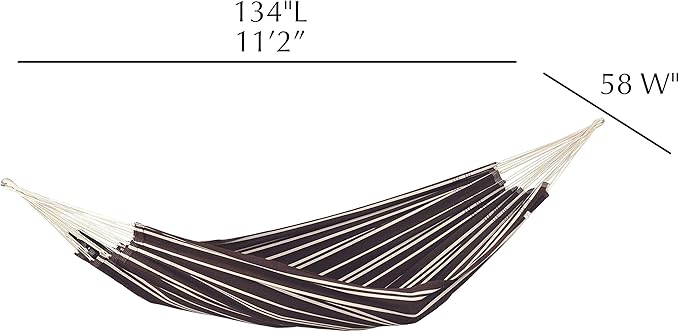 BYER OF MAINE Barbados Hammock, Authentic Brazilian, Mocha, Recycled Cotton/Polyester Blend, 134" L x 58" W, Holds up to 330lbs