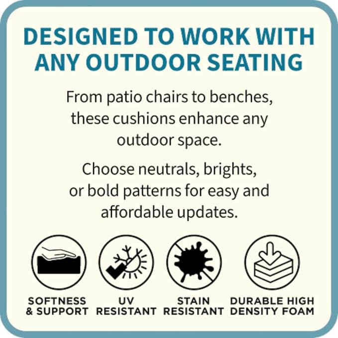 BrylaneHome Bh Outdoor Performance 2-Section Deep Seating Cushion - Blue Fern