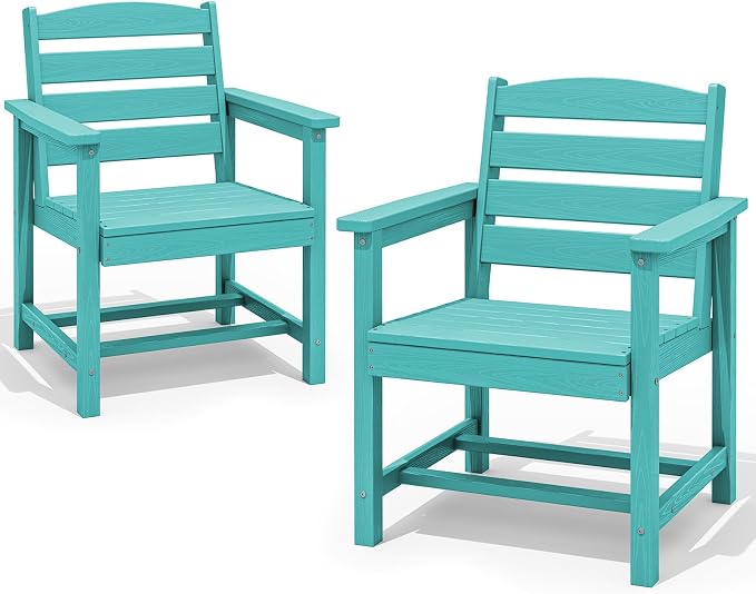 SERWALL Patio Dining Chair Set of 2,All Weather HDPE Dining Chair, Aruba | Outdoor Dining Chairs built to last with 330 lb capacity. Compact 23.4"x23.6"x33.6"H. Weatherproof & easy to clean.