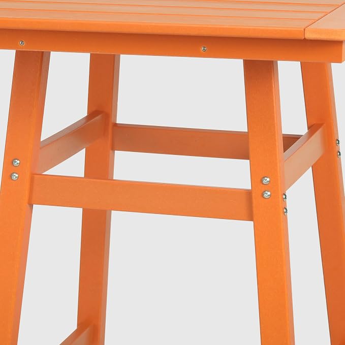 WestinTrends Malibu Square Outdoor Patio Bistro Bar Table with Umbrella Hole 42" Tall, Orange