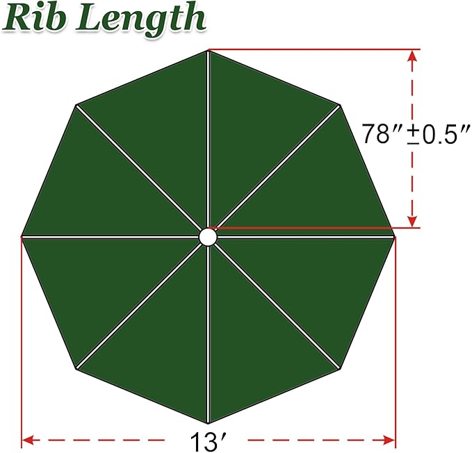 Replacement Patio Umbrella Canopy Cover for 13ft 8 Ribs Umbrella Taupe (CANOPY ONLY) (Green)