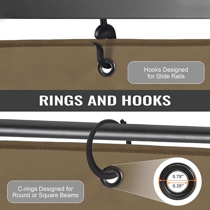 COWVIE 4-Panel 12' x 16' Gazebo Replacement Curtains, Patio Privacy Sidewalls with Double Zipper, Replacement for Outdoor Gazebo Canopy (Curtain Only)