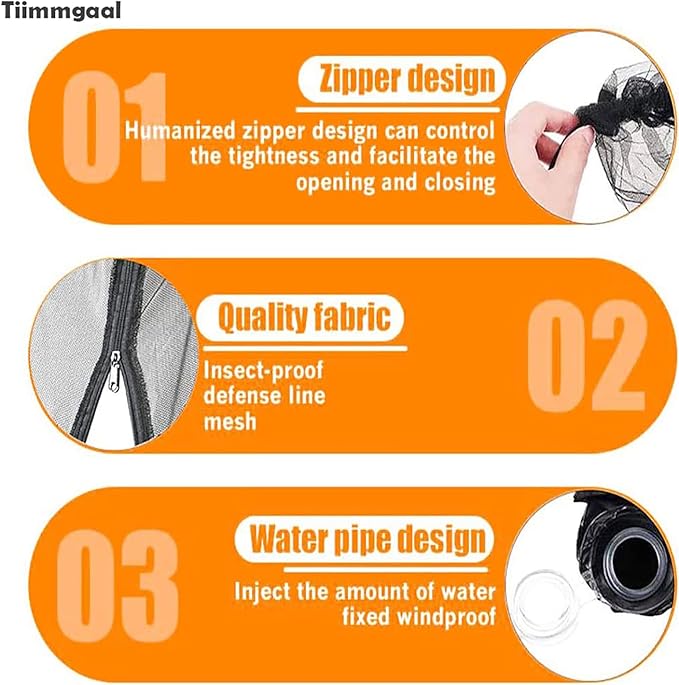 Mosquito Neting for 14FT Double-Sided Patio Umbrella Sunbrella Neting Double Zipper Water Pipe Bottom Used and for Patio Gazebo pop up canopy10x10 Interchangeable (Black)