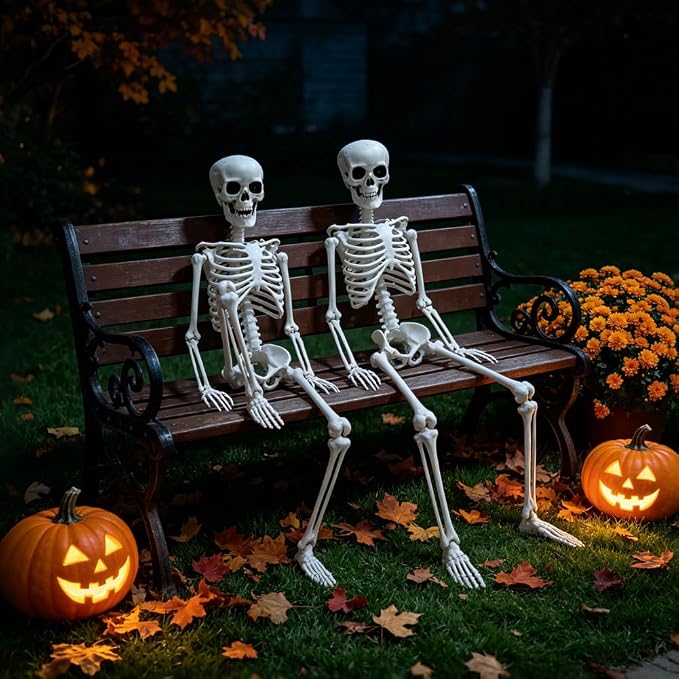 2PACK 36" Skeleton Halloween Decorations, 3FT Skeleton with Movable Joints | Plastic Skeleton for Indoor Outdoor Haunted House Prop Decor