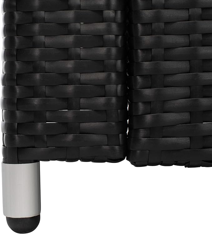 SAFAVIEH Outdoor Collection Lorma Black/Beige Wicker 4-Piece Conversation Patio Set