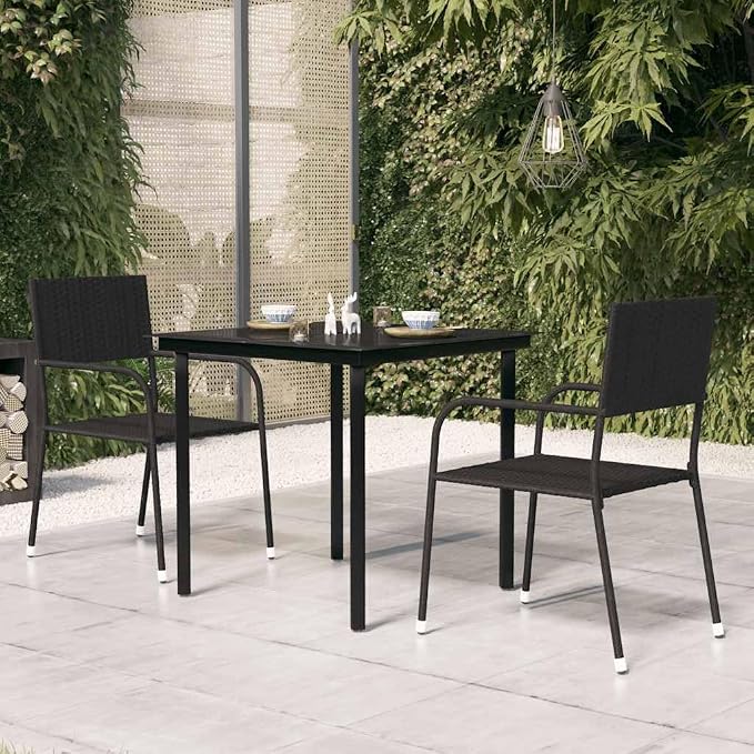 vidaXL Outdoor Dining Table, Patio Table with Glass Top, Garden Table, Garden Furniture for Front Porch Deck Lawn Backyard, Industrial, Steel