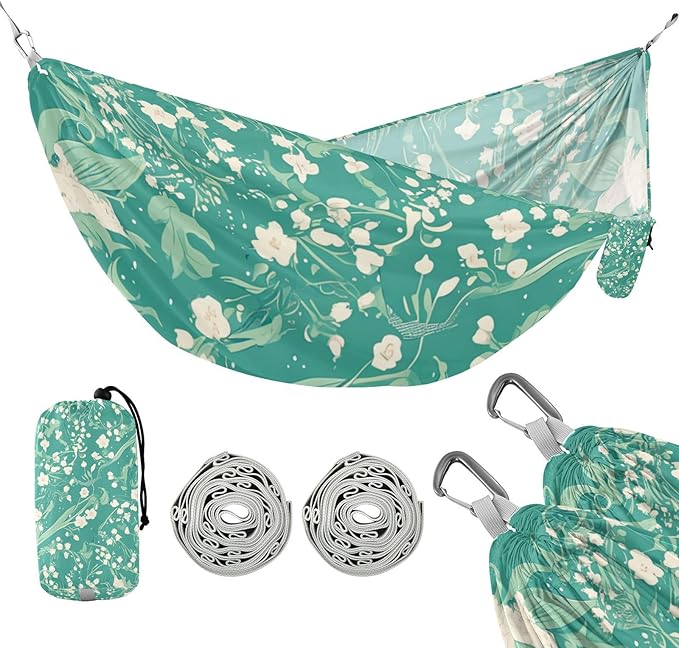 Vintage Lily of The Valley Mint Green 330lb Capacity Outdoor Hammocks Rope Hammock for Camping & Hiking Essential Base para poner hamaca