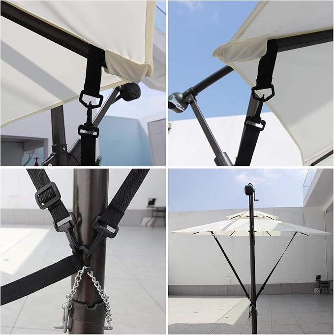 Umbrella Wind Stabilizer Straps,Fixed Strap for Large Outdoor Umbrella,Adjustable and Reusable Cantilever Parasol Wind Straps