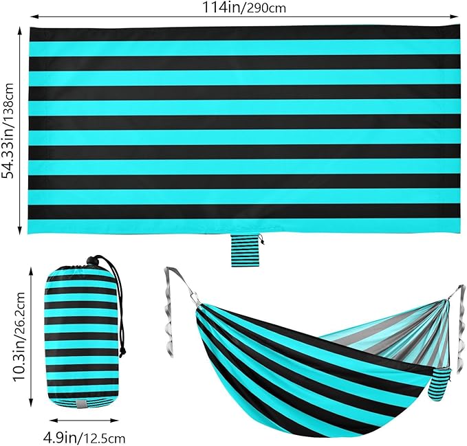 Blue-Black Line 330lb Capacity Hammocks with Portabl Carry Bag Fabric Hammock for Outside Patio Garden amacas para patios con Base de adultos