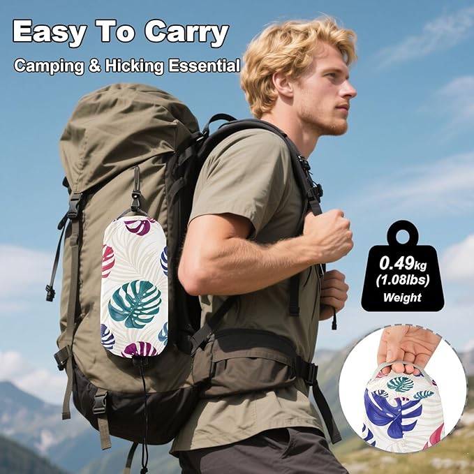 Hammocks for Outside Tropical Monstera Leaves Camping Hammock Portable Hammocks with Tree Straps and Carry Bag Camping Accessories for Hiking Beach Outdoor