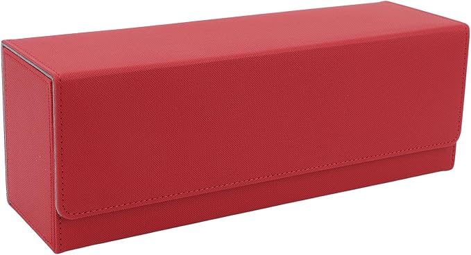 Alomejor PU Leather Card Storage Box, Large Capacity Magnetic Closure Deck for 400+ Cards with Felt Lining, Elegant Design for Tarot and Game Cards (Red)