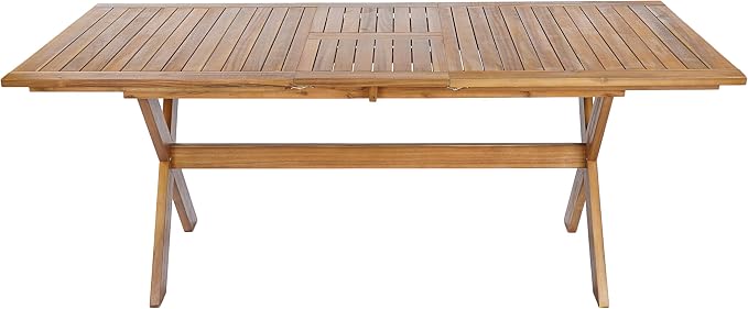Christopher Knight Home Daron 7 Piece Acacia Wood Outdoor Dining Table Set for 6, Extendable Dining Table and 6 Patio Chairs, Slatted Wooden Outdoor Patio Furniture Set for Garden/Backyard, Teak