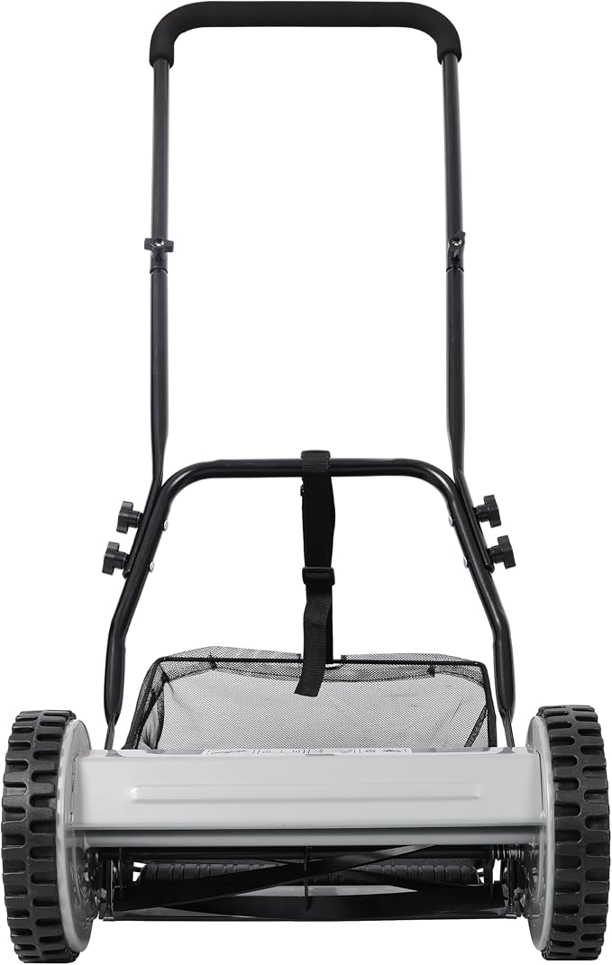 14-Inch 5-Blade Push Reel Lawn Mower with Grass Catcher Steel Gray,Eco-Friendly Manual Grass Cutter for Small to Medium Yards,Precision Cutting & Easy Maneuverability