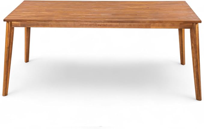 Christopher Knight Home Alina 70.8" Farmhouse Patio Acacia Wood Dining Table, Indoor and Outdoor Dining Room Table for 4-6 People, Rectangular Outdoor Furniture for Backyard/Garden, Natural