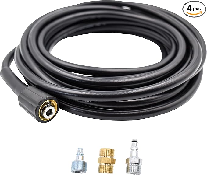 AR Blue Clean PW909UH-R, 1/4"x 25' Replacement/Extension Super Soft, Pressure Washer Hose, 2900 Max PSI, Black
