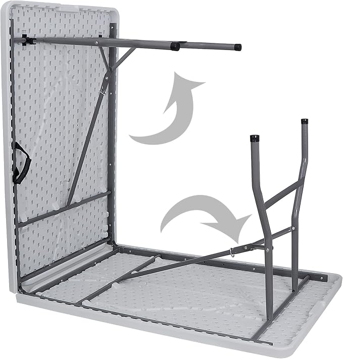 Folding Event Table, Heavy Duty Picnic Table Indoor Outdoor Camping, 8FT Portable w Handle Lock for Banquet, White