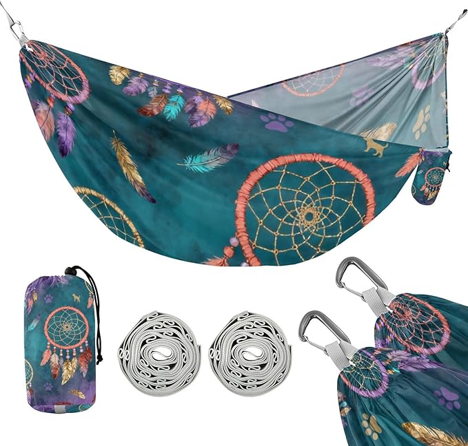 Dreamcatcher and Pet Outdoor Hammock with Tree Straps Cloth for Outside Beach Patio Garden