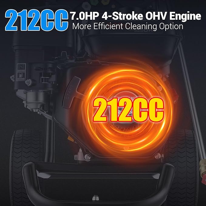 4200PSI Gas Pressure Washer 4.0GPM Gas Power Washer 212CC Gas Powered Washing Machine Commercial High Pressure Washer with 25ft Hose&5 Nozzles for Patio Garden Yard Vehicle,EPA/CARB/ETL