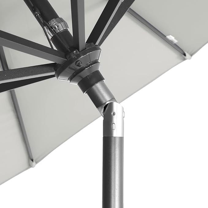 California Umbrella 12-Year-Non-Fading, 9Ft Premium Sunbrella Patio Umbrella, Hand-Crank, Button-Tilt, Gray Frame, Granite Fabric