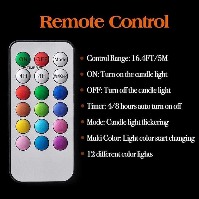 LED Candles Flameless Battery Operated with Remote Timer 6'' Tealight Butterfly & Plants Decor Real Wax Electric Candle Lights 12 Color Changing for Home&Kitchen Indoor/Outdoor Party