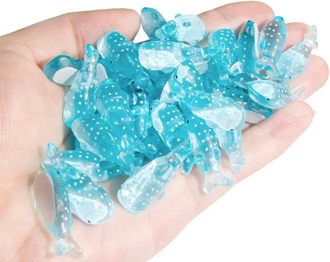 40Pcs Blue Whale Shark Resin Statue, Mini Sharks for Terrarium Decor, Garden Landscapes, Moss Scenes, Desk Miniatures, Whale Shark Decor Resin Art, Miniature Animal Figure Collectible