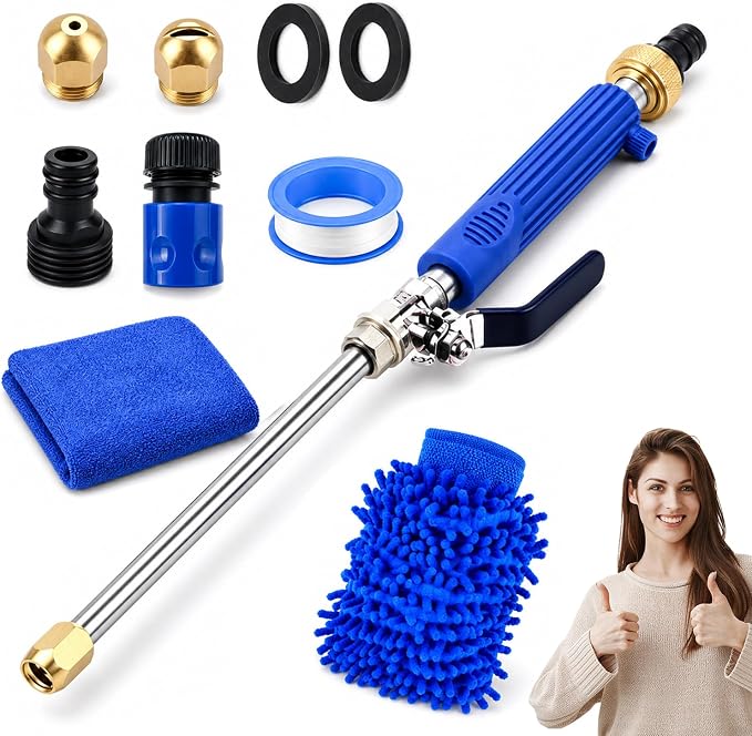 Pressure Washer, Hydro-Compression High Pressure Hose Nozzle Attachment, Turns Any Garden Hose into Power Washer for Cars, Patios, Decks & Outdoor Cleaning